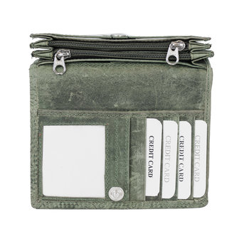 RFID portemonnee van groen rundleer met bloemenprint - Arrigo