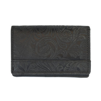 Zwart kleurige RFID dames portemonnee met bloemenprint - Arrigo