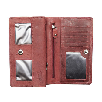 RFID Dames portemonnee met bloemenprint in de kleur rood - Arrigo