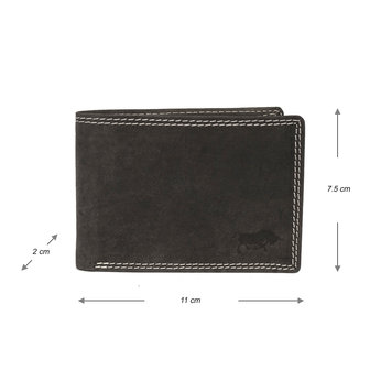 Heren portemonnee laag billfold model zwart buffelleer - Arrigo.nl
