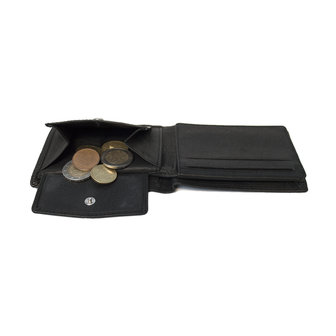 Heren portemonnee laag billfold model zwart leer - Arrigo.nl