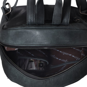 Ladies Backpack Of Black Leather With A Croc Print