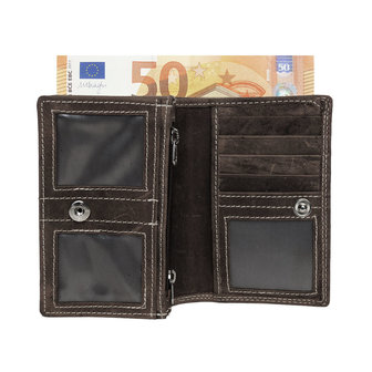 Dames portemonnee met RFID van donkerbruin buffelleer - Arrigo.nl