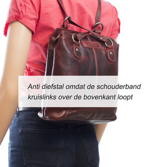 Dames rugzak crossbody schoudertas van rood leer - Arrigo.nl