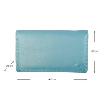 Ruime harmonica portemonnee gemaakt van lichtblauw leer - Arrigo