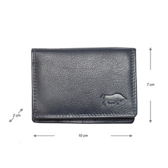 Compacte portemonnee, donkerblauw leer - Arrigo