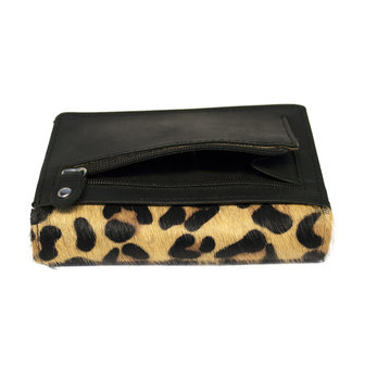Leren dames portemonnee met jaguar print - Arrigo.nl