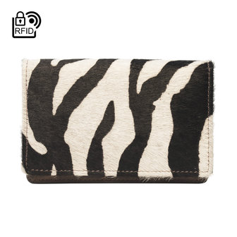 Leren dames portemonnee lichtbruin met zebra print - Arrigo.nl