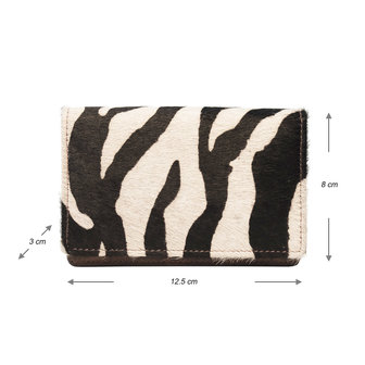 Leren dames portemonnee lichtbruin met zebra print - Arrigo.nl