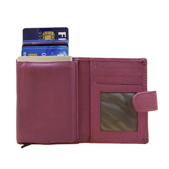 Pasjeshouder met cardprotector gemaakt van roze rundleer - Arrigo