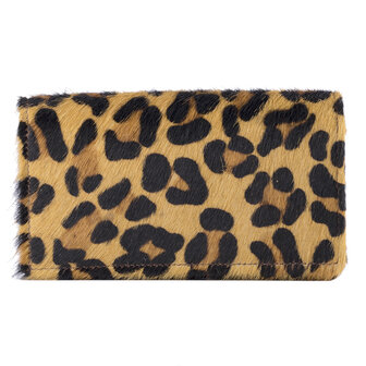 Dames portemonnee bruin leer met jaguar print - Arrigo.nl