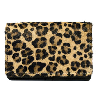 Leren dames portemonnee met luipaard print - Arrigo.nl