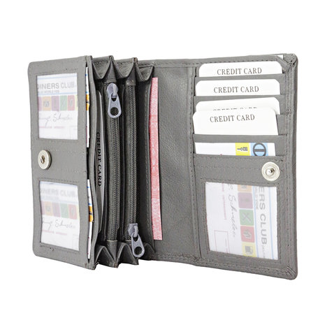 Dames portemonnee met RFID van grijs leer - Arrigo.nl