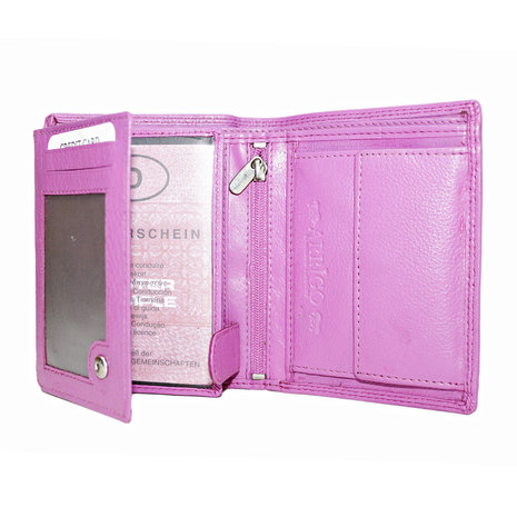 Rundleren euro portemonnee in de kleur roze - Arrigo