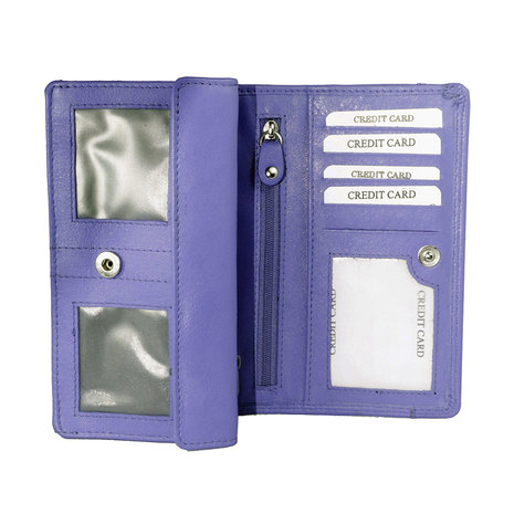 Rundleren RFID harmonica portemonnee met losgeld vak, paars - Arrigo