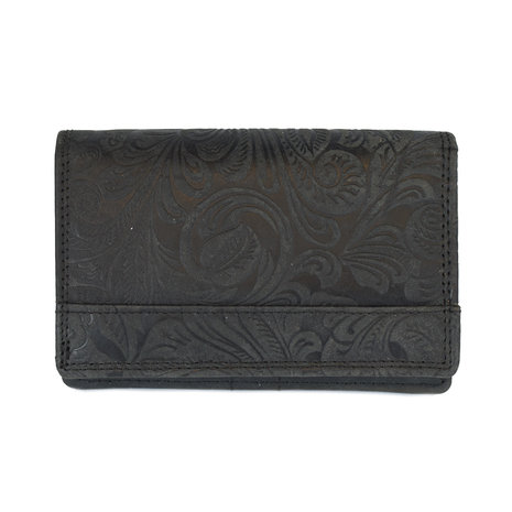 Zwarte dames portemonnee met bloemenprint - Arrigo