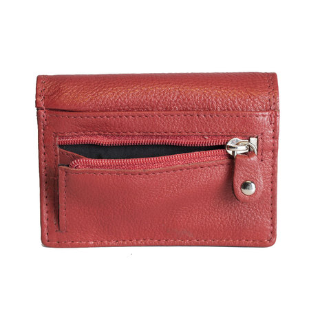 Compacte portemonnee, rood leer - Arrigo