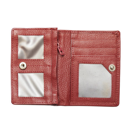 Compacte portemonnee, rood leer - Arrigo