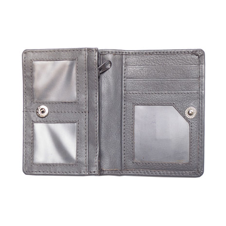 Compacte portemonnee, grijs leer - Arrigo