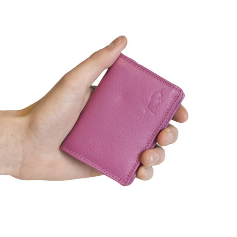 Mini portemonnee van roze leer - Arrigo.nl