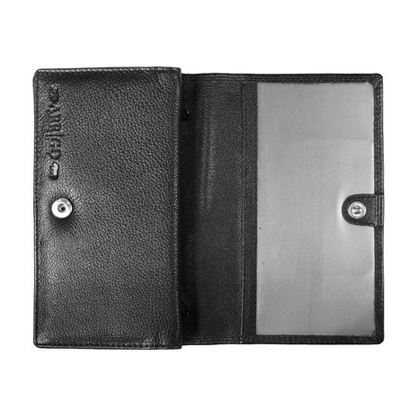 Ruime harmonica portemonnee gemaakt van zwart leer - Arrigo