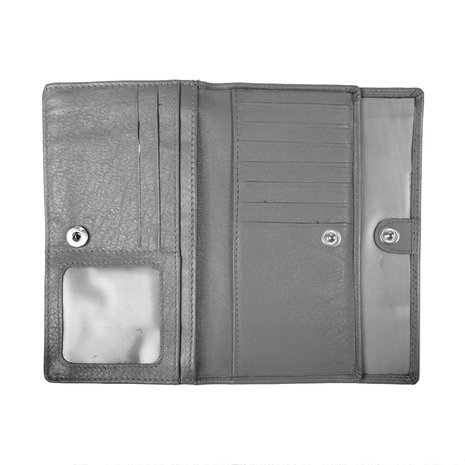 Ruime harmonica portemonnee gemaakt van grijs leer - Arrigo