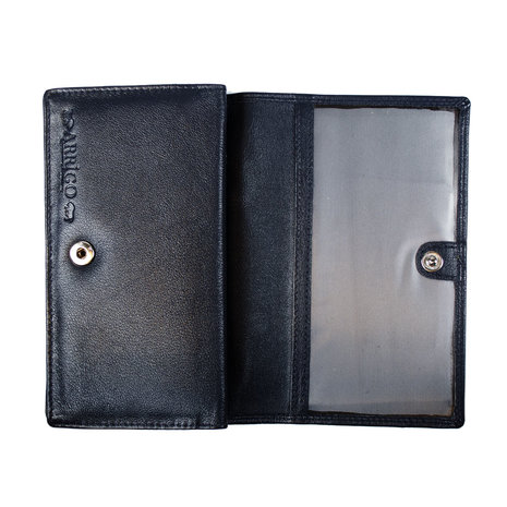 Ruime harmonica portemonnee gemaakt van donkerblauw leer - Arrigo