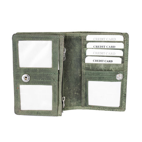 RFID portemonnee van groen rundleer met bloemenprint - Arrigo