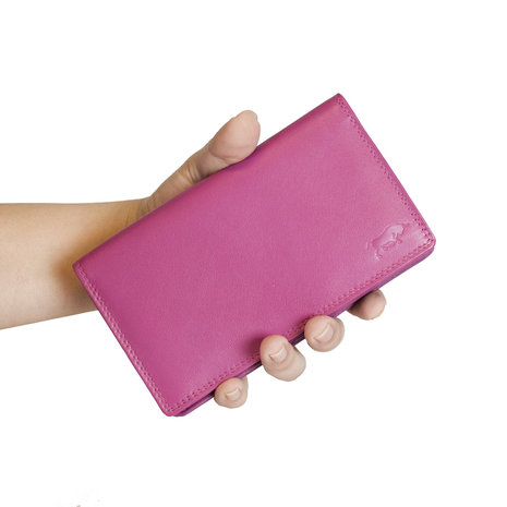 Ruime harmonica portemonnee gemaakt van roze leer - Arrigo