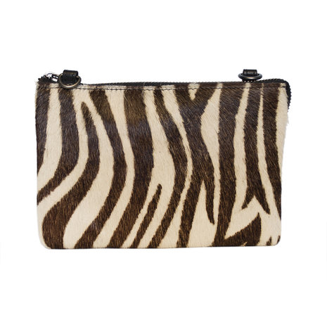Leren portemonnee tasje met een zebra print - Arrigo