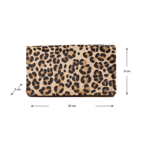 Dames portemonnee bruin leer met luipaard print - Arrigo.nl