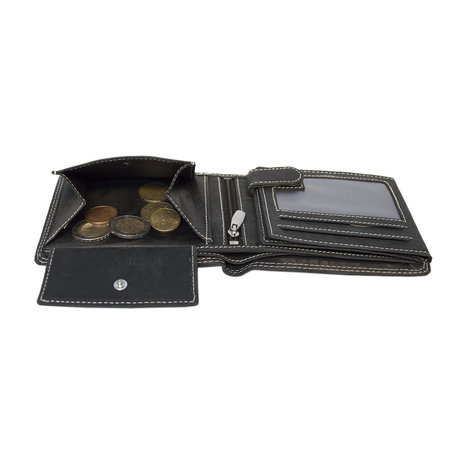 Heren portemonnee - billfold model van zwart buffelleer - Arrigo.nl