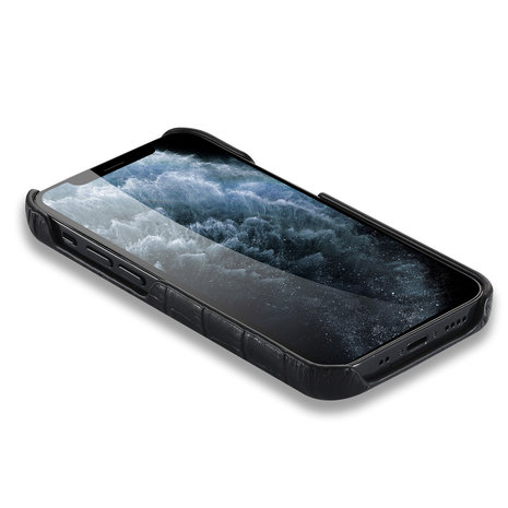 iPhone 12 Pro cover zwart leer - Arrigo.nl