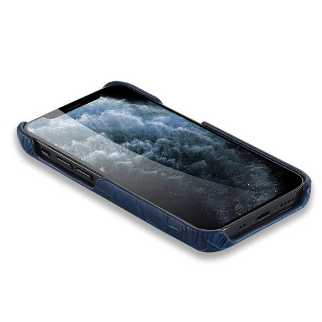 iPhone 12 Mini cover donkerblauw leer - Arrigo.nl