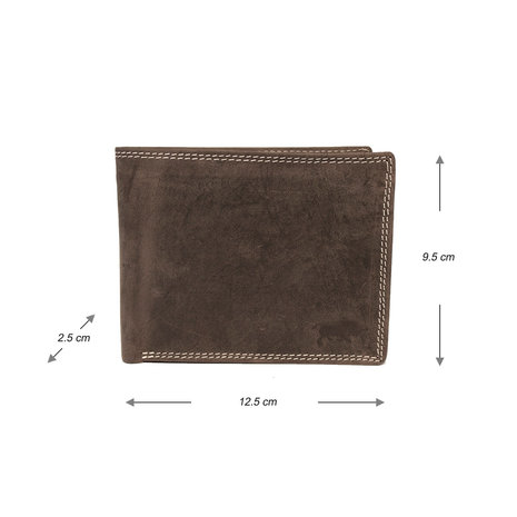 Heren portemonnee - billfold model met RFID van donkerbruin buffelleer - Arrigo.nl