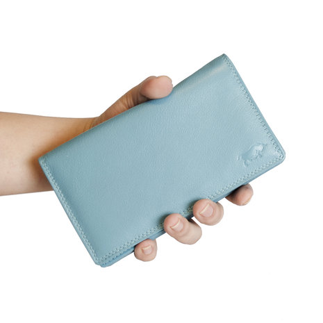 Dames portemonnee met RFID van lichtblauw leer - Arrigo.nl
