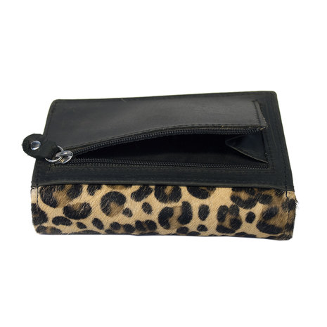 Leren dames portemonnee met luipaard print - Arrigo.nl