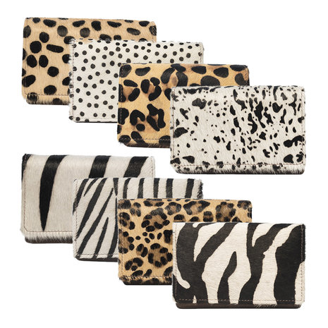 Leren dames portemonnee donkerbruin met cheetah print - Arrigo.nl