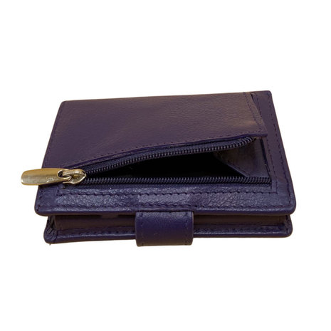 Mini portemonnee met cardprotector gemaakt van paars rundleer - Arrigo