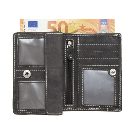 Dames Portemonnee RFID Van Zwart Leer - Arrigo