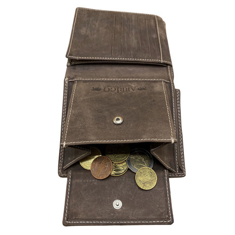 Billfold portemonnee donkerbruin met muntgeld vak - Arrigo