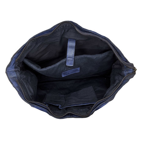Schoudertas - handtas van donkerblauw gevlochten leer - Arrigo