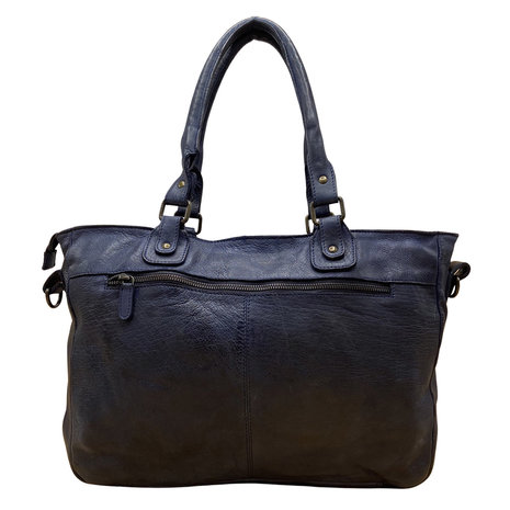 Schoudertas - handtas van donkerblauw gevlochten leer - Arrigo
