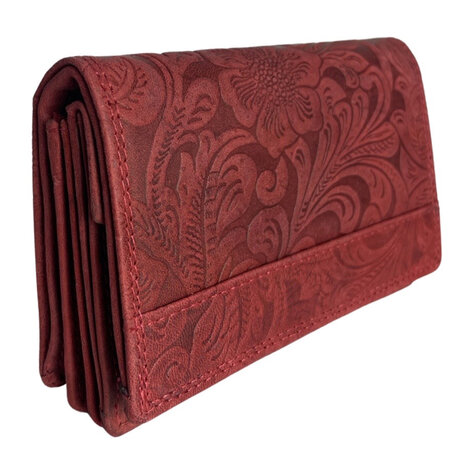 Rode dames portemonnee met bloemenprint - Arrigo