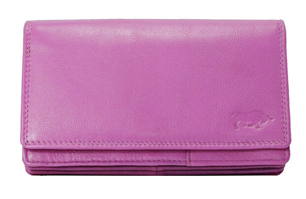 Leren RFID harmonica portemonnee, roze - Arrigo