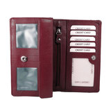 Rundleren RFID harmonica portemonnee met losgeld vak, donkerrood - Arrigo