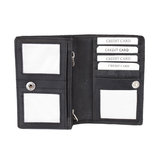 RFID portemonnee van zwart rundleer met bloemenprint - Arrigo