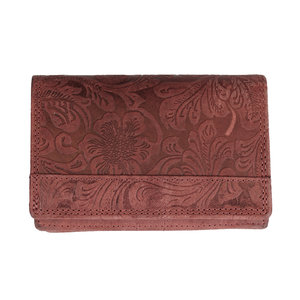 Roodkleurige RFID dames portemonnee met bloemenprint - Arrigo