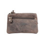 Key pouch made of dark brown buffalo leather with 4 compartments and 2 key rings