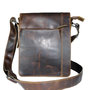 Waxed leather shoulder bag with flap in the color brown